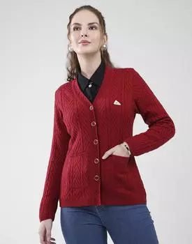 Monte Carlo Women s V Neck Full Sleeves Cardigan L