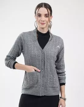 Monte Carlo Women s V Neck Full Sleeve Cardigan M