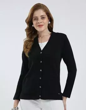 Monte Carlo Women s V Neck Full Sleeves Cardigan L