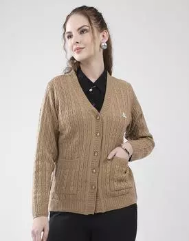 Monte Carlo Women s V Neck Full Sleeves Cardigan L
