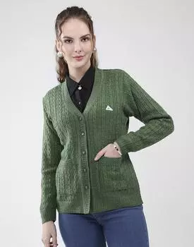 Monte Carlo Women s V Neck Full Sleeves Cardigan M