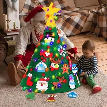 Montessori Kids Felt Christmas Tree With Lights With 32 Pcs Ornaments Felt Christmas Tree Set Christmas Ornament