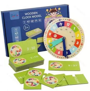 Montessori Wooden Children S Multi-Functional Early Education Cognitive Clock Baby Enlightenment Cognitive Time Educational Toy