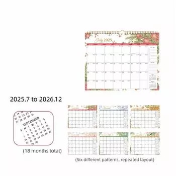 Monthly Layout Wall Calendar Spacious Hanging Calendar Durable Coil Calendar Wall Mount Style 1