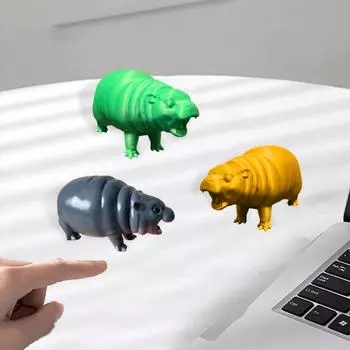 Moo Deng Hippo Figure Маленькая фигурка бегемота из смолы Настольная скульптура бегемота Домашнее украшение для книжной полки в спальне 8 cm серый