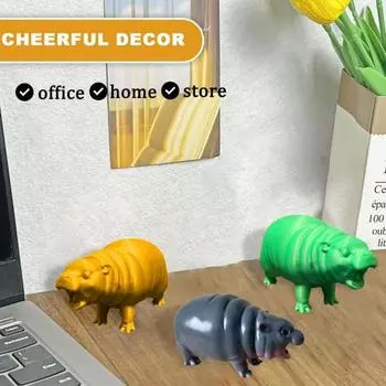 Moo Deng Hippo Figure Маленькая статуэтка бегемота из смолы Настольная скульптура бегемота 8cm серый