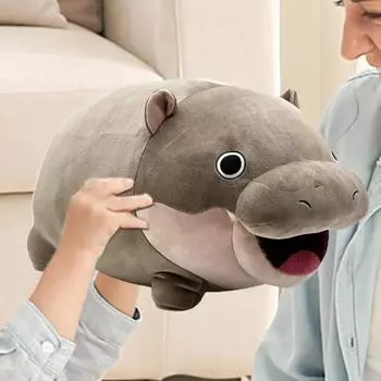 Moo Deng Hippo Plush Doll Hippo Doll Plushies Мягкие игрушки для животных Подушка Милые детские подарки для мальчиков и девочек на рождественскую вечеринку