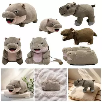 Moo Deng Hippo плюшевая мягкая подушка в виде младенца-бегемота, мультяшная подушка-бегемот для детей/взрослых