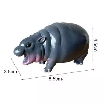 Moo Deng The Hippo скульптура из смолы настольное украшение милый карликовый бегемот статуэтка из смолы настольное украшение серый