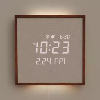 mooas Деревянная рамка с подсветкой Ночной светодиодный настенный светильник 3 варианта использования Возможность установки на 2 стены Многофункциональный светодиодный пульт дистанционного управления будильником 4 уровня