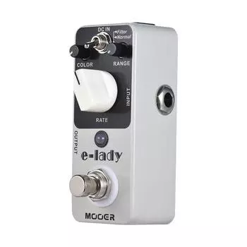 MOOER e-lady Аналоговая педаль эффектов для гитары Flanger, 2 режима, True Bypass, цельнометаллический корпус серебряный