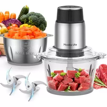 MOOKA LIFE Food Small Large Capacity 2 типа из 5 функций в 1 500 Вт High 2 4 Food Baby Washable Processor, [2 л и чаши] (Измельчение, смешивание, измельчение,