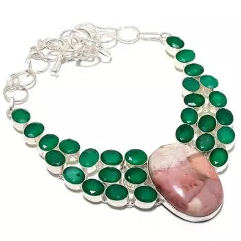 Mookaite, Emerald Gemstone 925 Sterling Silver Jewelry Necklace 18 MQ-1222 18 зелёный