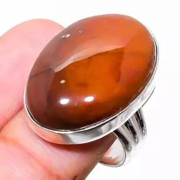 Mookaite Gemstone 925 Sterling Silver Jewelry Ring Size 6.5 r6M24 6.5 красный