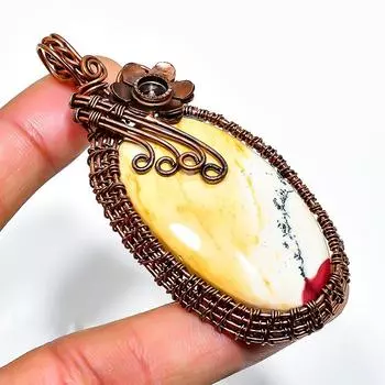 Mookaite Gemstone Handmade Copper Wire Wrap Jewelry Pendant 2.76 2.76 красный