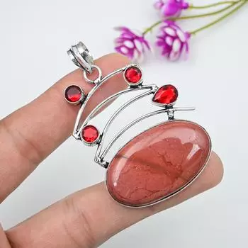 Mookaite, гранатовый кулон, 925 цельное серебро кулон ручной работы с драгоценными камнями ювелирные изделия, подарки для жены абсолютно новый кулон