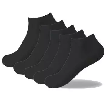 MOOKISOO Ankle Solid Premium Stays in Black Men s 5-Pair Socks, Casual, Unisex, Business, Gift, Student, Color, Cotton, Ribbed, Odorless,