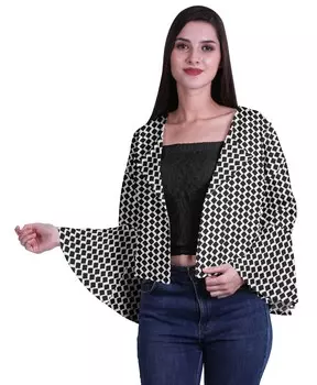 Moomaya Front Open PrintedA Shrug CardiganA Летняя одежда с расклешенными рукавами для 2XL серый
