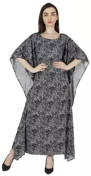 Moomaya Элегантное кимоно-пляжное платье-кафтан для женщин s Турецкий купальник-бикини 3XL чёрный