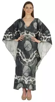 Moomaya Kimono Maxi Dress Длинный кафтан с принтом для женщин Cover-Up Caftan Beach Resort 3XL светло-розовый