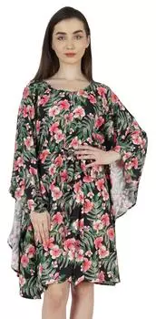 Moomaya Короткий Печатный Кимоно Кафтан Для Женщин Турецкий Кафтан Пляжная Одежда Бикини Обложка 3XL разноцветный