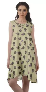 Moomaya Rayon Swing Dress без рукавов Футболка Платье с принтом Женское пляжное платье 2XL светло-зеленый