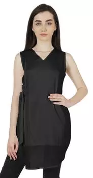 Moomaya Твердая майка-туника с v-образным вырезом для женских летних топов без рукавов Асимметричная 3XL чёрный