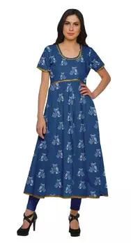 Moomaya Vestido Con Abertura Frontal Para Mujer De Manga Corta Kurti Summer 2XL