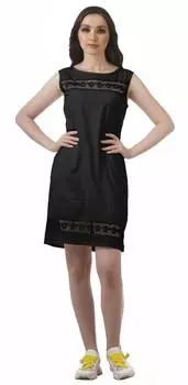 Moomaya Womena s Solid Cotton Plus Size Lace Summer Outfit без рукавов Mini 2XL чёрный