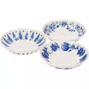 MOOMIN Миска Тарелка 17см Набор посуды из 3 предметов Скандинавские товары Товары Муми-тролли Подарок на день Сделано в Японии Blue Flora Мамин MM7000-76 синий