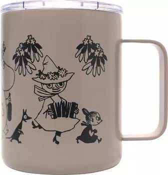 MOOMIN Stainless Steel Mug 350ml with Lid Vacuum Double Structure Boxed Gift Present (Outing (GY))