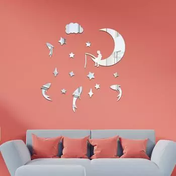 Moon Boy three-dimensional wall stickers children s room bedroom decoration mirror acrylic stickers creative wall stickers