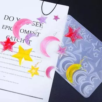 Moon Earring Mold Heart Shape Epoxy Resin Mold Necklace Jewelry Mold Jewelry Making Style 1