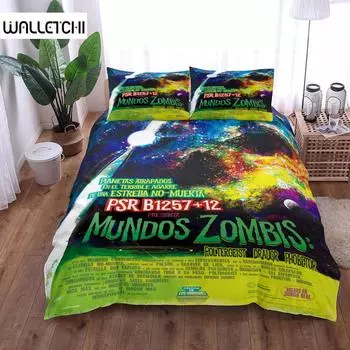 Moon Earth Trilogy Duvet Cover Set King Queen Double Full Twin Single Size Bed Linen Set EU single(135x200cm)