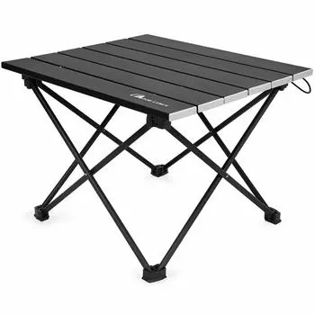 MOON LENCE Camping Table Aluminum Alloy Roll Table Outdoor Hiking BBQ Foldable Compact Ultra Lightweight Storage Bag Included S