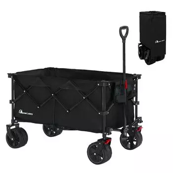 MOON LENCE Carry Wagon складная тележка для переноски большой емкости 156 л широкие большие шины для кемпинга на открытом воздухе для отдыха на природе барбекю спортивный день грузоподъемность 100 кг [с тормозом] чёрный