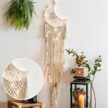 Луна макраме настенный гобелен бохо настенный декор макраме деко паред ручная работа дети девочки украшение комнаты подарок 25x102cm