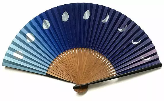 Moon Moon Paper Fan with Fan Fan Metallic Blue Moon 63 [Шпилька для волос в виде цветка] Мужская сумка, мужская коробка, большая, градиент, синяя, (синий) синий