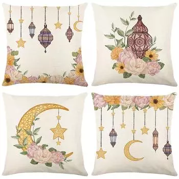 Moon Pillow Cover Living Room Home Sofa Decoration Cushion Cover Linen Printed Bedroom Pillow Cover 45*45cm JYM405-1