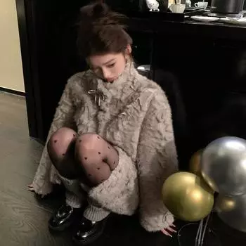 Moon shadow girl меховая интегрированная средняя и длинная стойка воротник окрашенный заостренный меховая куртка женская теплая шуба зима S белый