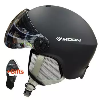 MOON Skiing Helmet Goggles PC+EPS Высококачественный горнолыжный шлем Безопасность Спорт на открытом воздухе Скейтборд Шлемы Горнолыжное снаряжение для мужчин и женщин S(53-55cm)