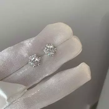 Moon Splash Star River Клипса для ушей с москитной спиралью Hua Zi Сияющий циркон Galaxy 925 Silver Needle Pair
