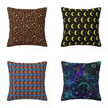Наволочка с изображением луны и звезд, декоративная подушка на молнии, летний декоративный чехол 40x40cm