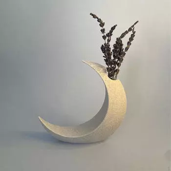 Moon Statue Flower Vase Figurine Minimalist Boho Decorative Table Sculpture for Living Room