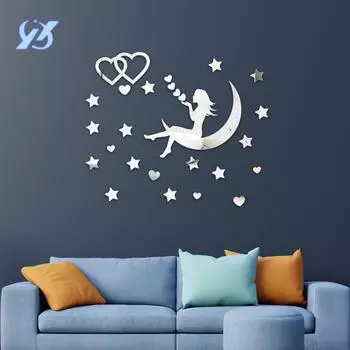 Moon Woman Акриловые 3D трехмерные наклейки на стену для детской комнаты наклейки на стену гостиной прикроватные наклейки