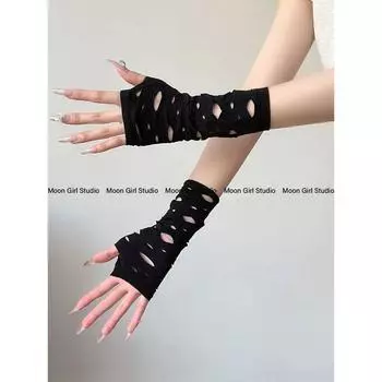 Moon Young Adult Y2g Subculture Sun Protection Oversleeve Arm Guard Lolita Kids Gloves Sexy Black Maid Oversleeves Black All yards