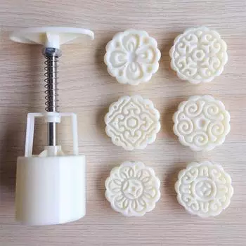 Mooncake Mold DIY Decoration Mooncake Press Molds Mid-Autumn Festival Hand-Pressure Flower Moon Cake Mold Festival DIY Tools