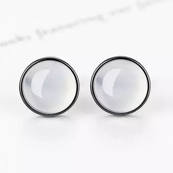 Серебряные серьги-гвоздики Moonlight Forest, женские серьги из натурального халцедона с покрытием из дуба черного цвета