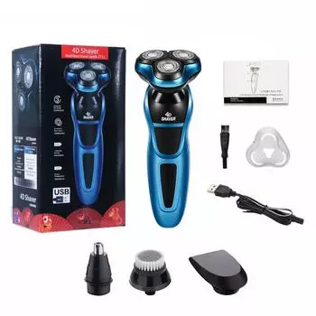 MOONN Мужская электробритва 4D плавающая бритвенная головка перезаряжаемый станок для бритья моющийся триммер всего тела синий