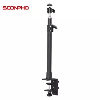 Moonpho LP09 Настольная подставка для светильника с зажимом и винтом 1/4 для светодиодного кольцевого светильника, регулируемая 32-52 см для потоковой передачи фото и видео в реальном времени